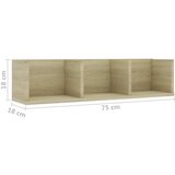  Zidna polica za CD-ove boja hrasta 75x18x18cm konstruirano drvo | shoptok.hr