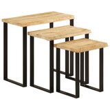 Furnova Komplet mizic 3 kosi z naravnim robom trden mangov les, (21913964) | Shoptok.si
