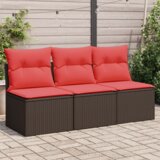  Vrtna sofa s jastucima za 3 osobe, smeđa, poliratan | shoptok.hr