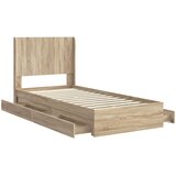  Krevetna konstrukcija s pohranom i uzglavljem Hrast sonoma Smeđa 90 x 200 cm | Shoptok.si