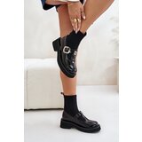 S. BARSKI Lacquered Boots With Sock And Buckle Slip-On Black | shoptok.hr