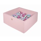 MeowBaby kvadratni bazen z žogicami, 90x90x40 cm s 300 žogicami, bombaž, roza: mint/modra/svetlo roza/pastelno roza, (21333848) | Shoptok.si
