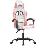 vidaXL Vrtljiv gaming stol belo in roza umetno usnje, (21378600) Cene