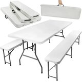 Gardlov Sklopivi Plastični Sto sa Klupama Beli 180cm | Eponuda.com