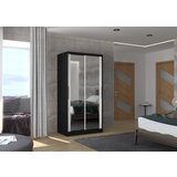 ADRK Klizni ormar s ogledalom NEVIO, 100 cm - CRNA-BIJELA | shoptok.hr