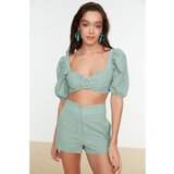Trendyol Mint Balloon Sleeve Buckled Shorts Blouse Set Cijene