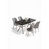 Hanah home Set trpezarijskog stola i stolica (5 delova) Lena Black Marble Chrome Grey | Eponuda.com