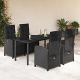 vidaXL 5-dijelni vrtni blagovaonski set s jastucima od poliratana crni | shoptok.hr