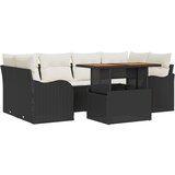 vidaXL set od 7 dijelova vrtne sofe s jastučićima crni poli ratan akacija, 2-sjedala vrtna sofa s jastučićima crni poli ratan Cijene