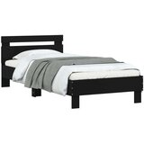  Okvir za krevet s uzglavljem i LED svjetlima crni 90x190 cm | shoptok.hr