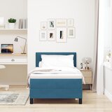 vidaXL Box Spring Krevet s Madracem Tamno Plava 90x200 cm Baršun | shoptok.hr