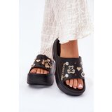 Boto Foam Women's Slippers on Massive Platform with Golden Decorations Black Ivoriel | shoptok.hr
