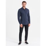 Ombre Men's REGULAR cotton single jersey knit shirt - navy blue Cijene