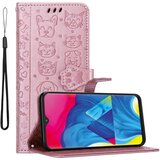 Cadorabo Samsung Galaxy A10/M10 v svetleče rožnato zlato - Simpatični psi in mačke, zaščitni ovitek s funkcijo stojala in režami za kartice, (20548708) | Shoptok.si
