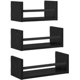  Set zidnih polica 3 pcs Crni hrast 40x16x14cm Konstruirano drvo | shoptok.hr