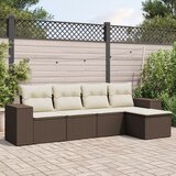  5-dijelni set vrtnih sofa s jastucima poliratan smeđi | shoptok.hr