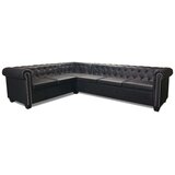 vidaXL Kutna garnitura Chesterfield za 5 osoba od umjetne kože crna | shoptok.hr