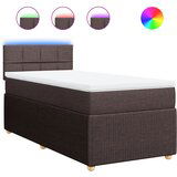 vidaXL Box spring postelja z vzmetnico temno rjava 80x200 cm blago, (21304786) Cene