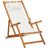  Sklopiva stolica za plažu od drva eukaliptusa i tkanine krem Cijene