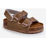 Boto Children's Sandals on Cork Platform with Velcro Closure in Khaki Rorria | ePonuda.com
