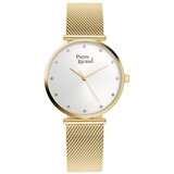 Pierre Ricaud ženski quartz swarovski point beli zlatni elegantni ručni sat sa zlatnim pancir kaišem Cene