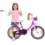  Tabou dječji bicikl Rocket 16" s pomoćnim kotačima, ručkom i košaricom, rozi | shoptok.hr