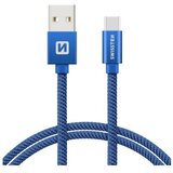 Swissten kabel USB/USB-C, platneni, 1.2m, plavi Cijene