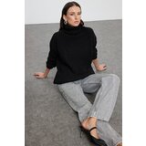 Trendyol Black Wide Fit Soft Textured Basic Knitwear Sweater