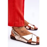 Zazoo Velcro Leather Sandals Gold Addison | Eponuda.ba