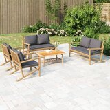 The Living Store Vrtna sedežna garnitura 5-delna temno sive blazine bambus - Vrtna Sedežna Garnitura, (21477071) | Shoptok.si