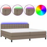 box spring s madracem LED smeđesivi 200x200 cm tkanina | shoptok.hr