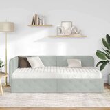 vidaXL Kotna postelja z vzmetnico Svetlo siva 90 x 190 cm Žamet | Shoptok.si
