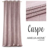 Curtain CASPE color pink printed style glamor silver eyelets blackout suede shine 140x250