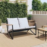 vidaXL Vrtna klop z blazinami 120 cm črno jeklo | Shoptok.si