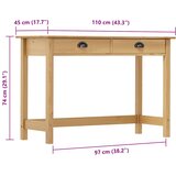  Konzolni stol Hill s 2 ladice 110x45x74 cm od masivne borovine | shoptok.hr