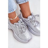 Boto Women's Sneakers Decorated with Rhinestones Silver Porrot | shoptok.hr