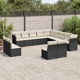  13-dijelni set vrtnih sofa s jastucima poliratan crni | shoptok.hr