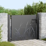 vidaXL Vrtna vrata Črna 105 x 100 cm Jeklo s prašnim premazom | Shoptok.si