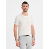 Ombre Men's knitted t-shirt with fine texture - white | shoptok.hr