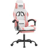  Vrtljivi gaming stol z oporo za noge belo in roza umetno usnje, (21377279) | Shoptok.si