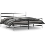 Metalni okvir kreveta s uzglavljem i podnožjem crni 193x203 cm | shoptok.hr