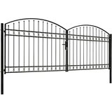 vidaXL dvostruka vrata za ogradu s lučnim vrhom čelik 400x150 cm crna | shoptok.hr