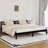 vidaXL 810454 Bed Frame Solid Wood Pine 200x200 cm Black Cene
