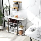  Ormarić za vino s držačem za čaše i policama, trostupanjsko skladište za boce 120 x 40 x 91 cm - bijelo | shoptok.hr