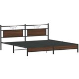 Metalni Kovinski posteljni okvir brez vzmetnice rjavi hrast 200x200 cm, (21829690) | Shoptok.si
