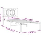  Metalni okvir za krevet s uzglavljem bijeli 90x200 cm | shoptok.hr