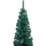 vidaXL Ozka umetna novoletna jelka s stojalom zelena 210 cm PVC | Shoptok.si