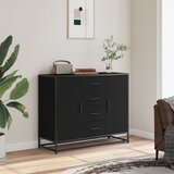  Komoda crna 92x35x76 cm od konstruiranog drva | shoptok.hr
