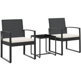  3-dijelni vrtni blagovaonski set s jastucima crni od PP ratana | shoptok.hr