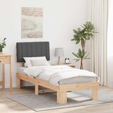 vidaXL Posteljni okvir z oblazinjenim vzglavjem Temno siva 80 x 200 cm | Shoptok.si
